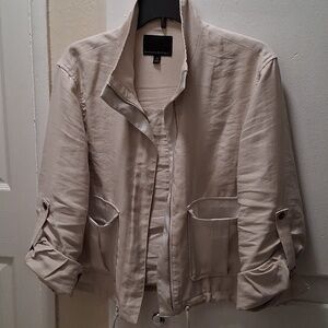 Banana Republic Light Cream Utility Jacket with Front Zip